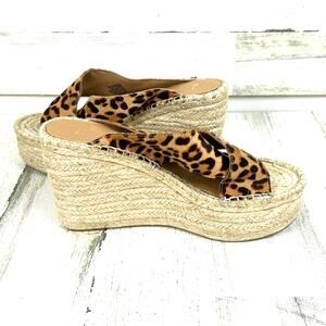 Mark Fisher Womens 8.5 cheetah calf fur and leather espadrilles new leather